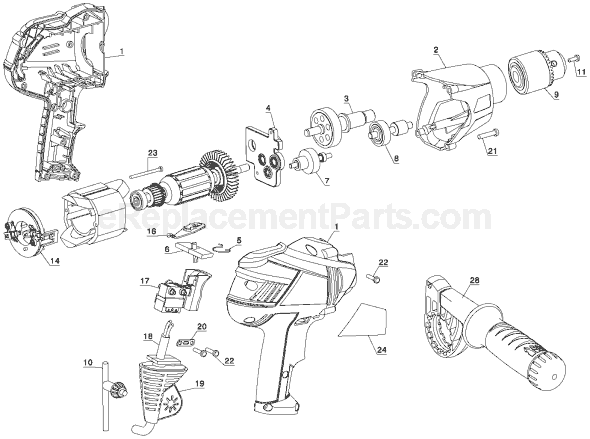 Page A Diagram and Parts List for FS7000D Type 1 Black and Decker Electric Drill